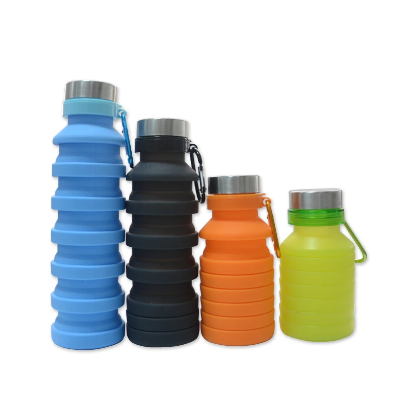 
2020 Wholesale Sport Silicone Squeeze Foldable Collapsible Water Bottle 