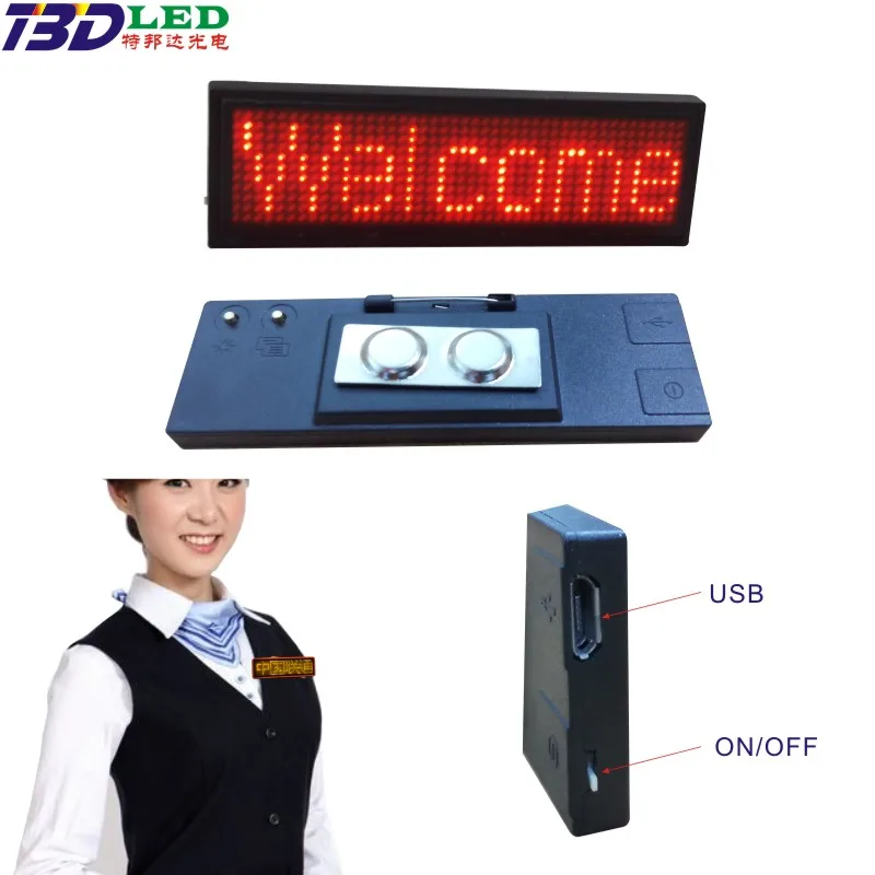 USB Scrolling LED name Badge message light up led Sign pin addressable name display led badge led tag PC Software Editable
