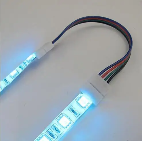 10mm 4 Pin LED RGB Strip Connector for SMD 5050 Strips Lights Solderless PCB Board with Female Connect Cable