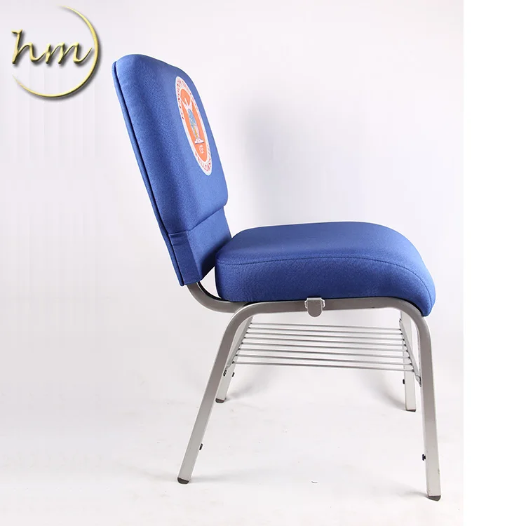 Kenya Kingdom Seeker Fellowship Cheap Customized Logo With Bookbag Stacking Blue Church Chair