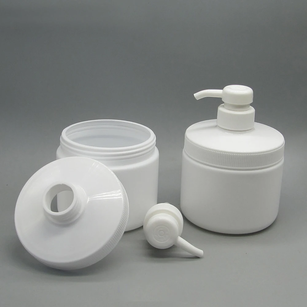 500ml Plastic Round Cosmetic White Lotion Cream 500 ml Jar with Pump