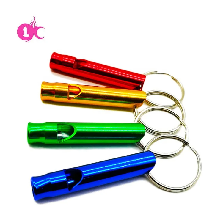 
Factory price hot sales Sports Colorful metal aluminum Whistle keychain engraving metal whistle 