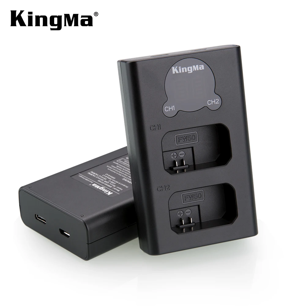 
KingMa Smart LCD Dual Battery Charger and NP-FW50 Battery (2-Pack) Kit for Sony A6300 A6500 NEX-3 NEX-5 NEX-6 NEX-7 Cameras 
