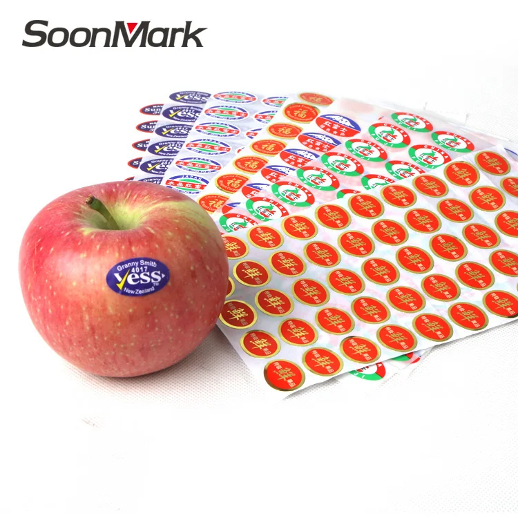 Custom Waterproof Plastic Food Vegetable Labels, Die Cut Logo Fruit Sticker Printing