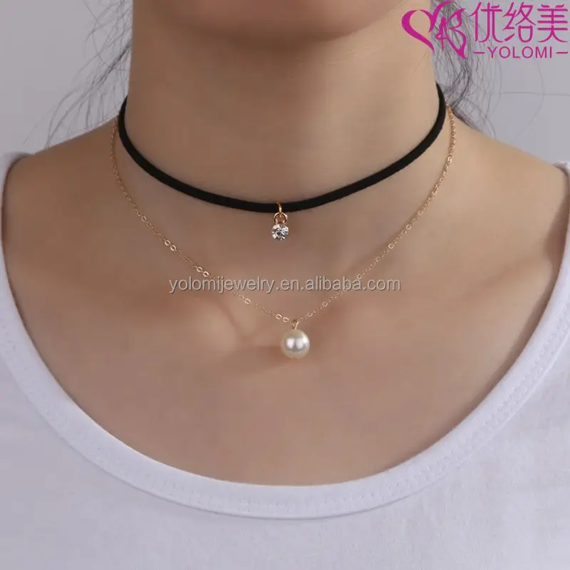 Custom Zinc Alloy Handmade Women Female Leather Black Collar Choker Necklace