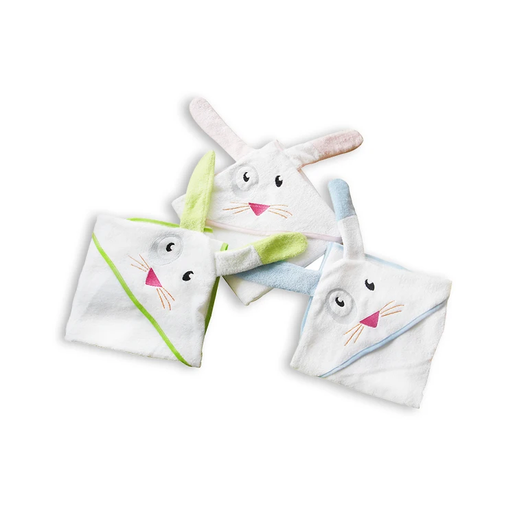 Newborn gift poncho towel with wrap custom pattern embroidery 100% Cotton soft Baby Hooded Bath Towel