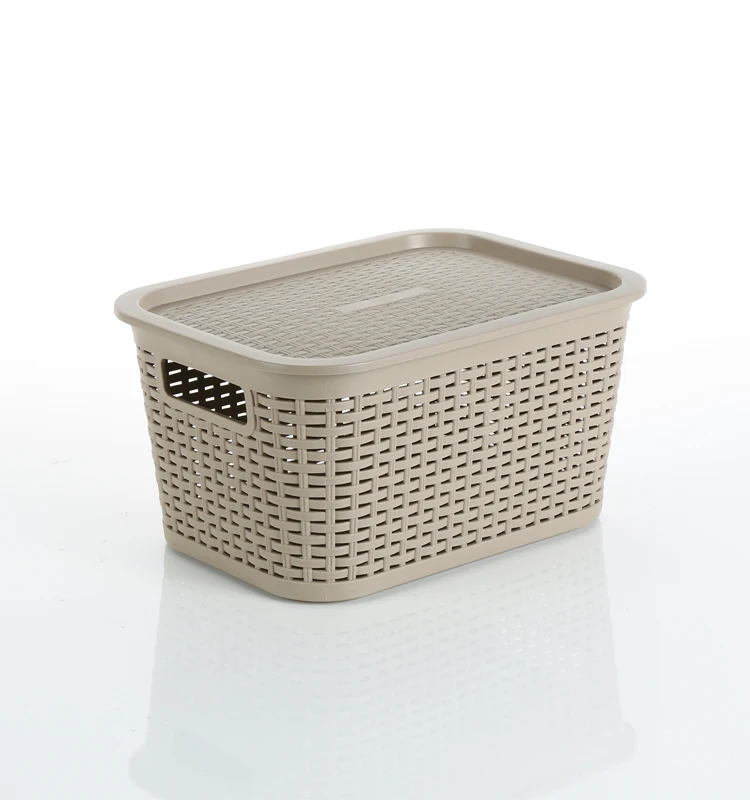 
 Ванна для белья из ротанга, пластиковая корзина для белья с крышкой  