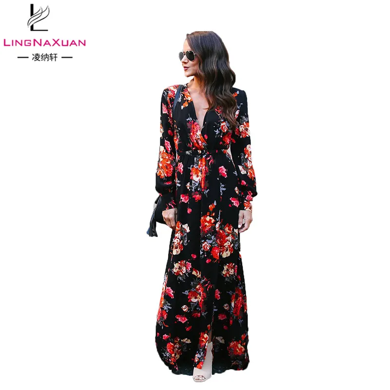 Летнее итальянское простое длинное платье макси с цветочным принтом для зрелых женщин