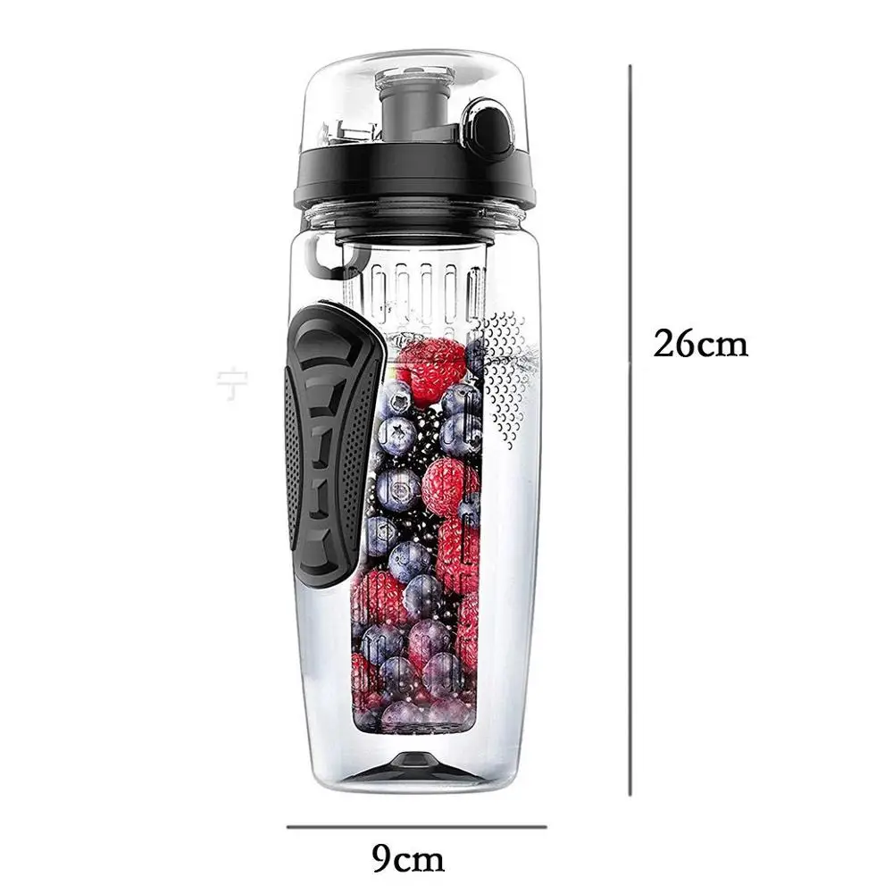
BPA Free Lemon Juice Fruit Infuser water bottle Plastic Water Bottle sports motivational water bottle 