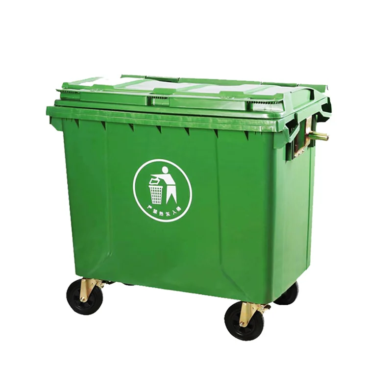 Outdoor Large 660 liter plastic garbage waste bin with lid