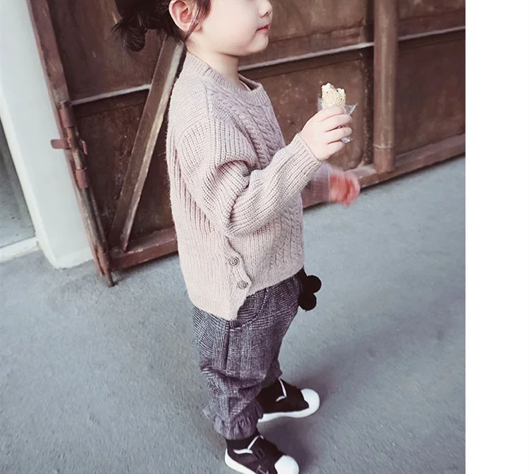 
Infant Unisex Cable Knit Sweater Baby Kids Side Button Knitwear 