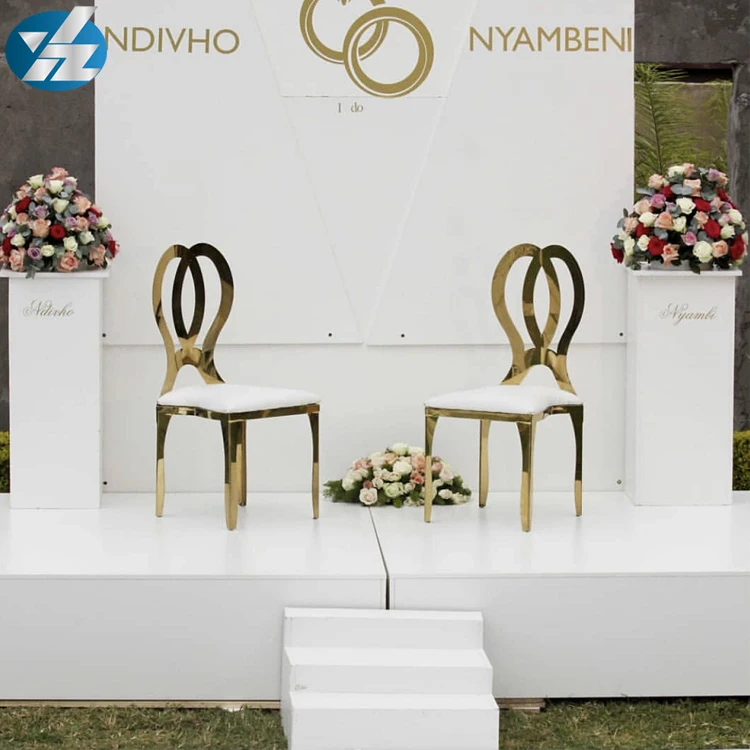 luxury new design stackable gold stainless steel chair banquet chair