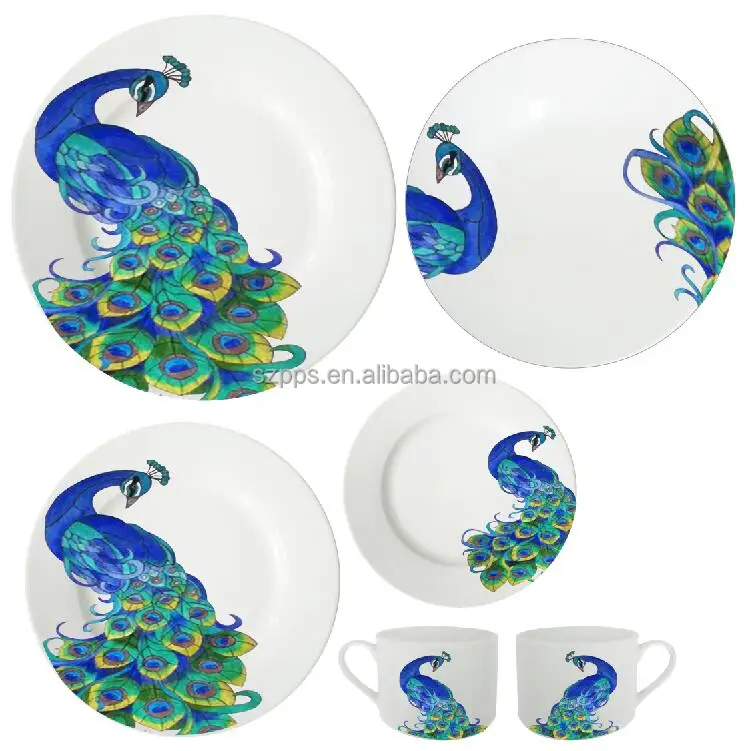 20pcs New design Peacock Dinnerware Set porcelain dinner set for tableware blue