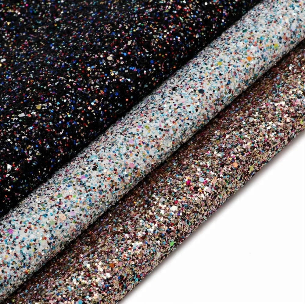 
2018 new design mixed colors chunky glitter fabric for making lady shoe and hairbows 