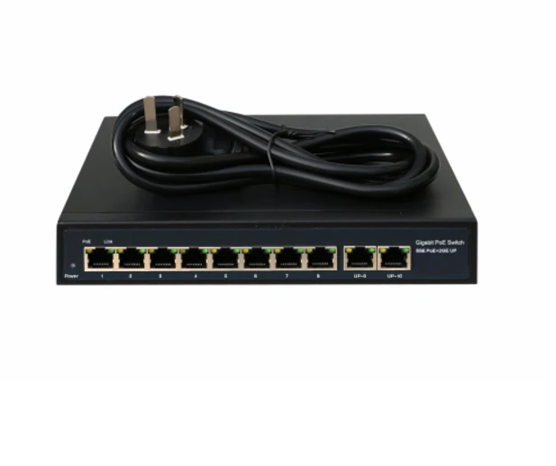 Manufacturer wholesale VLAN 48V 8 port PoE Network switch with built-in power 120W and 2 gigabit uplink ports