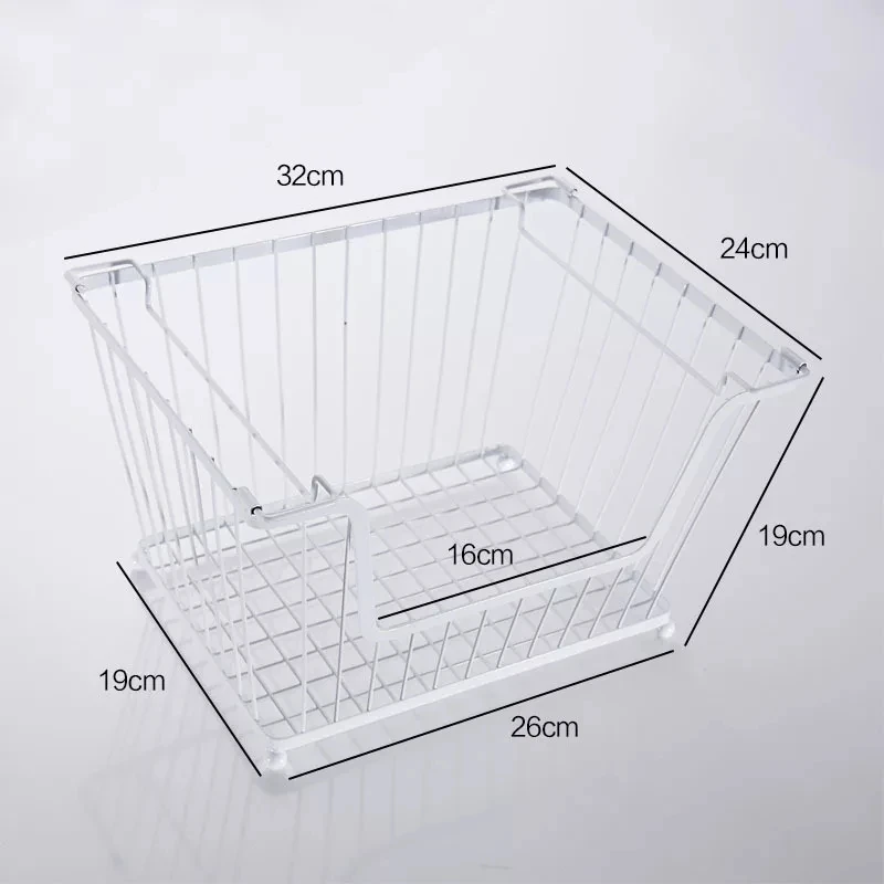 Modern Stackable Metal Storage Organizer Bin Basket with Handles, Open Front for Kitchen Cabinets, Pantry, Closets, Bedrooms etc