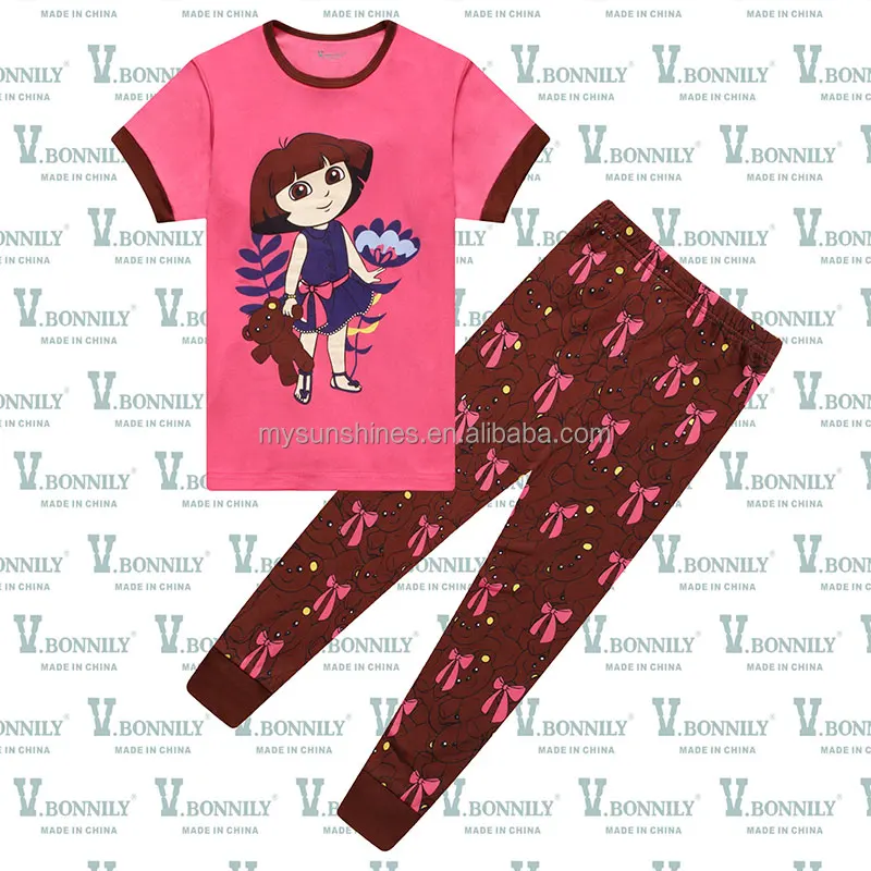 От 2 до 7 лет новое поступление, пижамы в стиле принцесс для детей, 2 предмета в комплекте, футболки для мальчиков с короткими рукавами и хлопковый комплект с рисунками бабочек, летняя одежда, детский Пижамный костюм