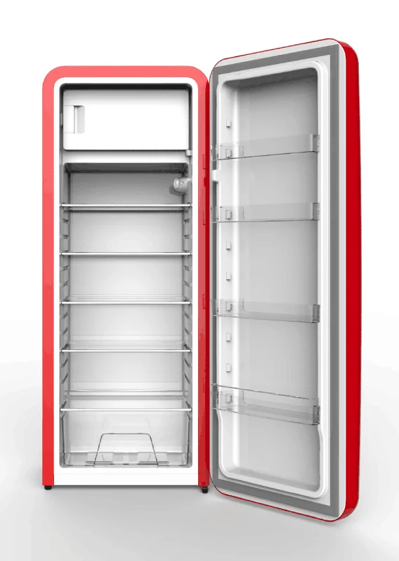 tall retro fridge with freezer box