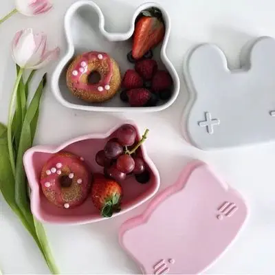 New Design Silicone  Food Container Lovely  Lunch Box With Lid Fruit And Vegetable Storage Box