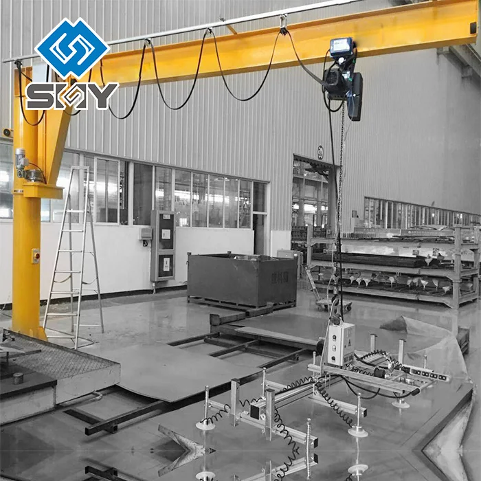 Pillar fixed jib boom crane Electrical hoist crane 500kg
