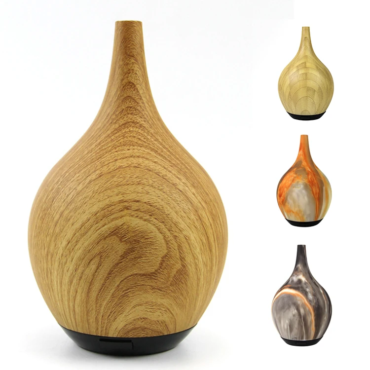 Portable Cool Mist Wood Grain Electronic Ultrasonic Essential Warm Light Wooden Aromatherapy Aroma Diffuser