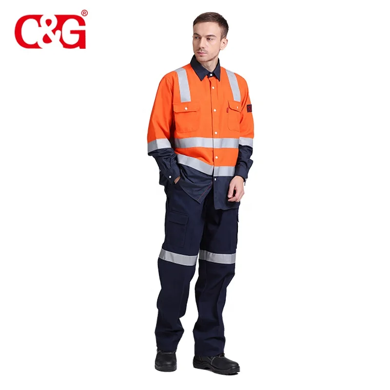 Оранжевая огнестойкая куртка и брюки рабочая одежда 150 г/м Nomex & Lenzing FR Смешанная