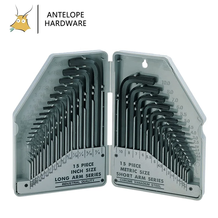 30 PCS Metric SAE and Inch Size Key Hex Wrench Allen Key  Set