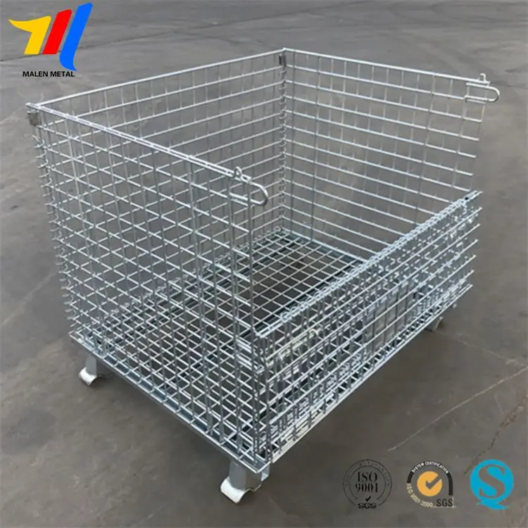 
Supermarket Metal Wire Mesh Container Foldable Storage Crate for Storage 