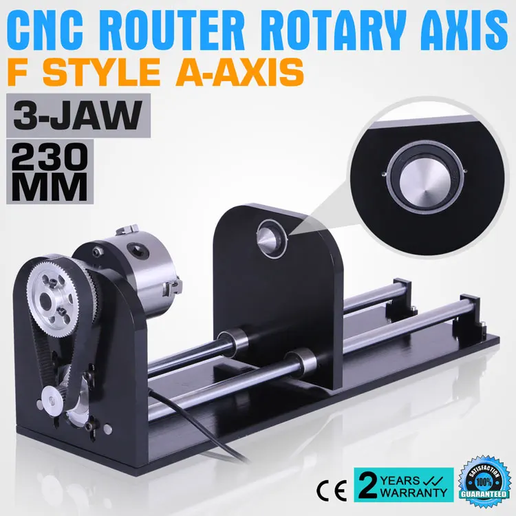 CNC ROUTER ACCESSORY F STYLE A-AXIS, ROTARY AXIS WITH 80MM 3-JAW 230MM TRACK for CO2 Laser Engraving machine