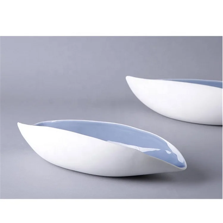 Popular design stoneware boat shaped salad bowls / restaurant dinnerware ceramic bowl for weddings