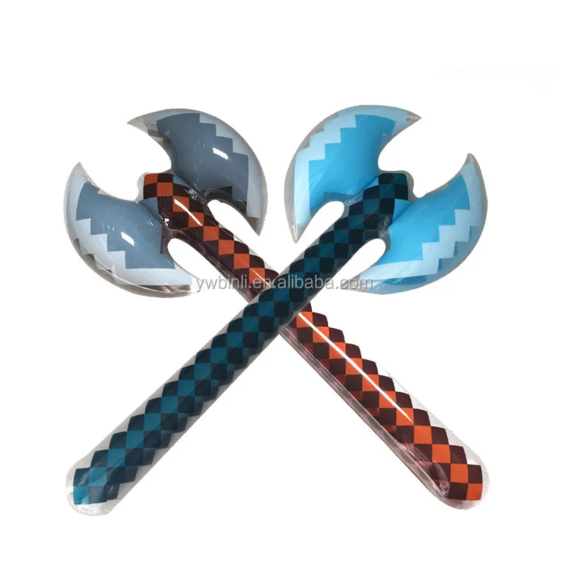 Kids Inflatable Jumbo Mine Pixel Craft Huge Axe Children Costume Party Supplies