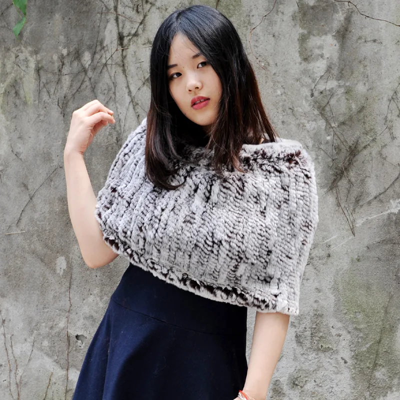 CX B 76H Luxuriant In Design Woven Scarf And Bridal Stole Rex Rabbit Fur Shawl