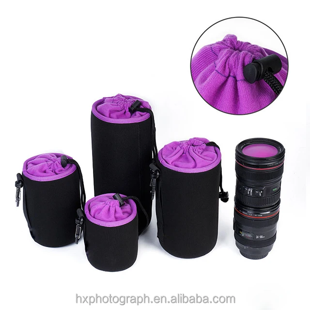 Wholesale Waterproof Drawstring Printed Logo Waterproof Neoprene DSLR Camera Lens Pouch