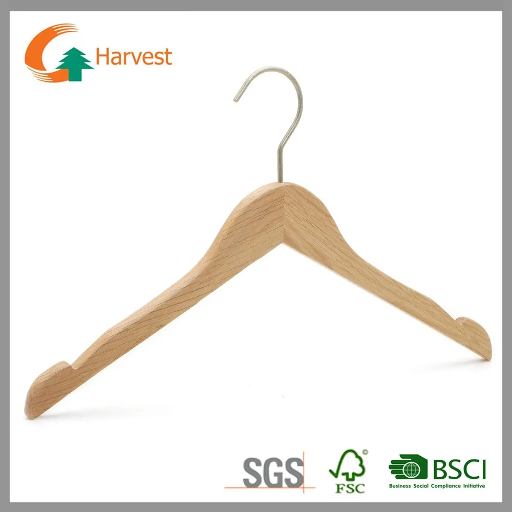 Cheap Natural Wood Color Clothes Wooden Hanger, Clothes Hanger