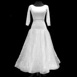 Elegant backless large organza hem lace performing ballroom dance wear clothes adult women ballroom dance dress