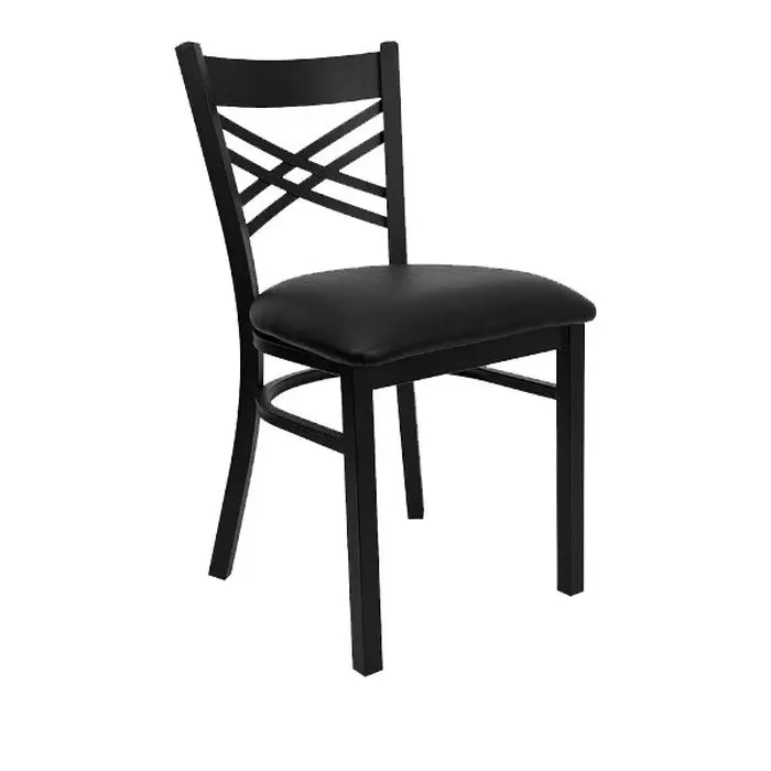 T159 Cross Back Restaurant Chair Sets Metal Frame Chairs Coffee Shop Furniture