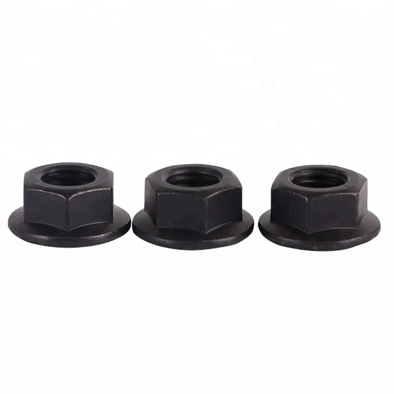 M4 M6 M16 Black Oxide Carbon Steel Hex Flange Nut DIN6923