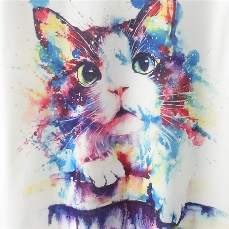 Cheap summer new arrival Painted cats climb walls cotton t shirt