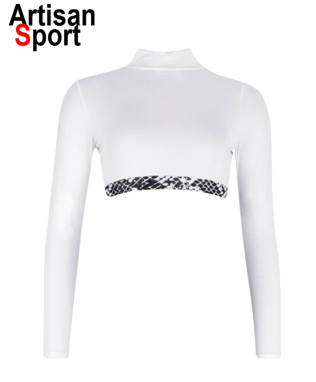 Oem Stylish Snake Print High Neck Gym Sexy Crop White Top With Pad inside Fitness Bra Yoga Sport Gym Leggings