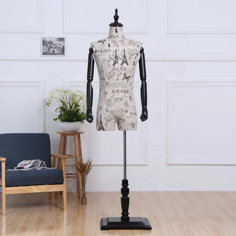 male fashion decorative medium size pattern fabric covered dress forms vintage male mannequin new york on sale