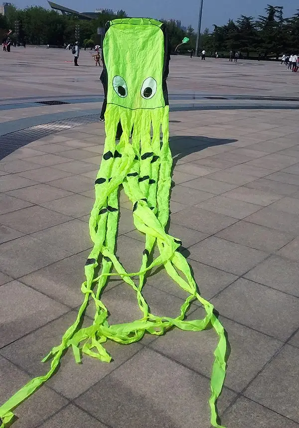 Chinese 8m flying  3D inflatable octopus big kite