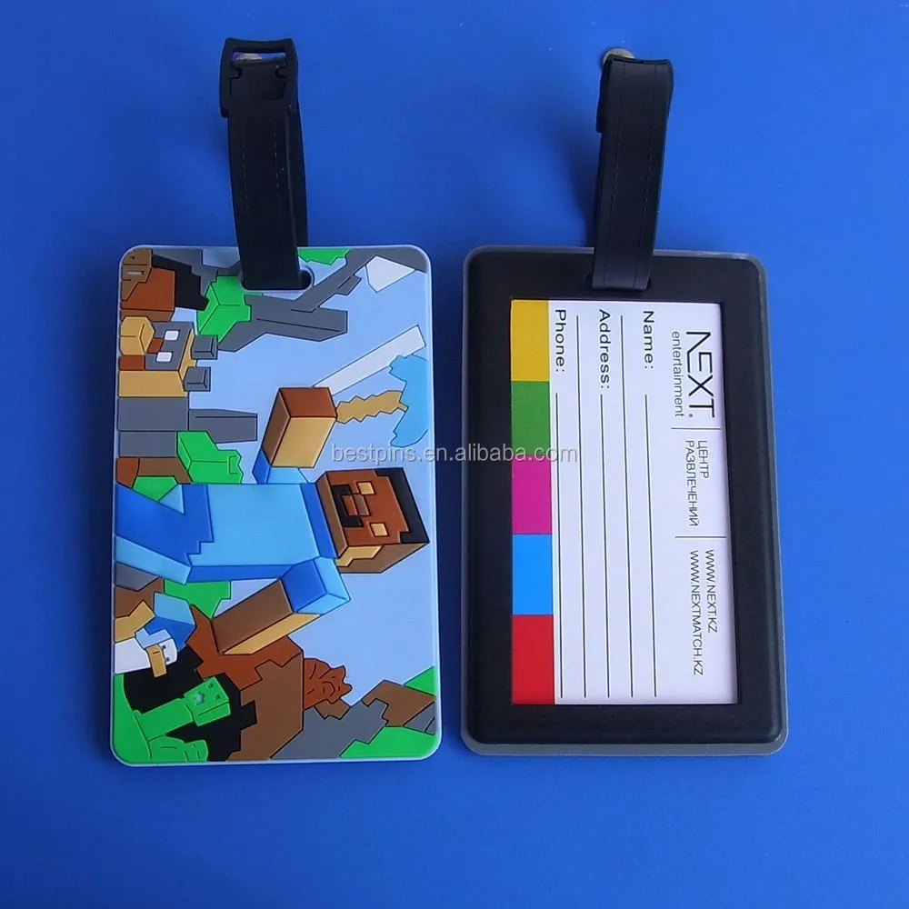 School kids hanging name tags, custom robot 3D design silicon luggage tags