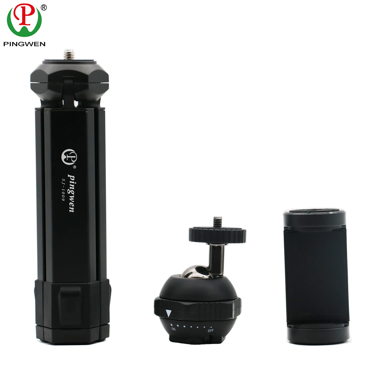 Aluminum black extendable tripod 10kg loading tripod ste with mini ball head for cameras mobile phones