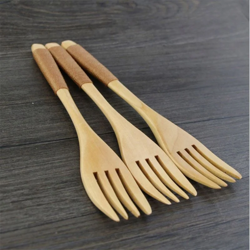 
Eco-friendly Japanese Wood Salad Dinner Fork Tableware Dinnerware For Kids Adult Eating Cooking 