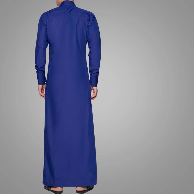 Traditional Muslim  Abab Men Robe 2019 New Arrival Thobe Stand Collar Front Button Dubai Kimono Abaya Morocco Islamic Clothing