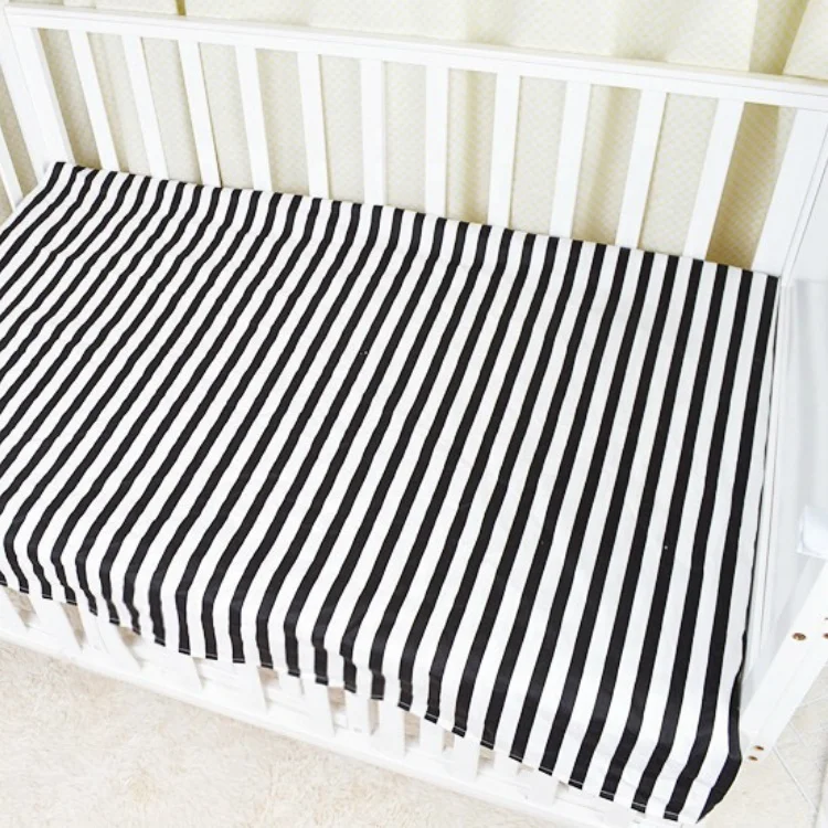 
Amazon Hot Sale Crib Mattress Set Printed Woven Cotton Flat Sheets Baby Bed Linen Gift 