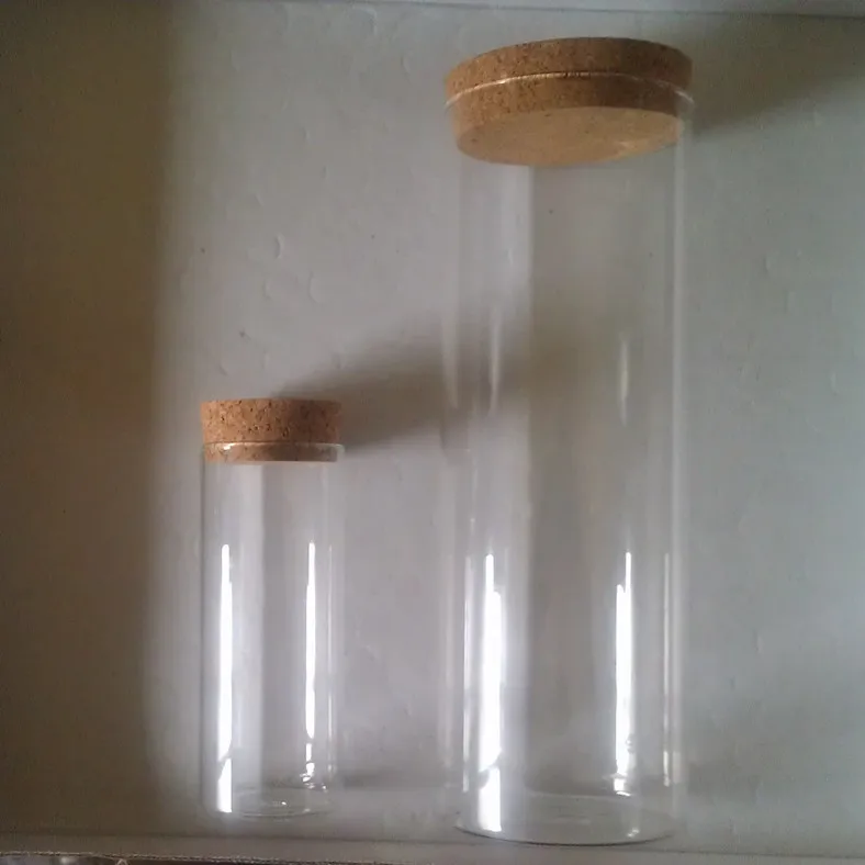 Factory Supply Big Decoration Glass Tube Glass Jar Cylinder Glass Bottle With Cork