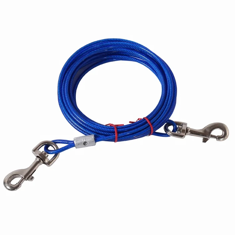 PVC Plastic Coated Steel Wire Rope Dog Tie Out Cable Leash Stainless steel wire dog leash PVC coated steel wire rope