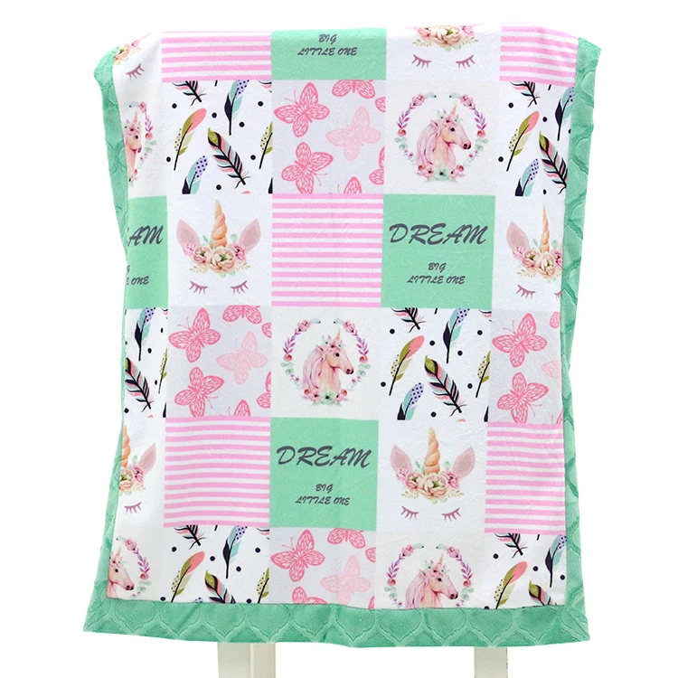 Free Sample Modern Patchwork Picnic Baby Girl Minky Blanket