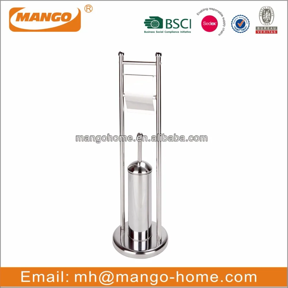 Stainless Steel Toilet Brush and free standing toilet paper holder